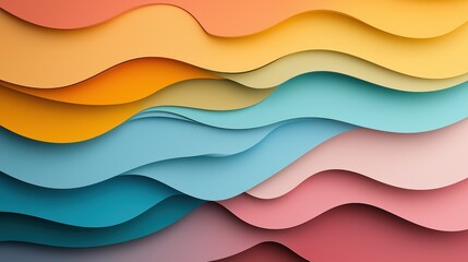 Wall Mural - A colorful wave of paper with a blue stripe