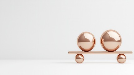 Wall Mural - Balancing Metallic Spheres on Minimalist Background for Design Use