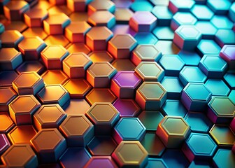 Wall Mural - abstract 3d hexagon pattern aerial view - geometric shapes background