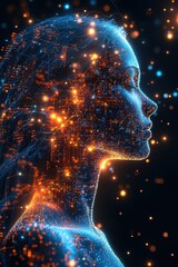 Wall Mural - abstract representation of digital human profile with futuristic design and technology