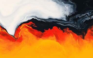 Aufkleber - Abstract fiery orange and black paint swirls background texture design Perfect for modern art projects website banners or vibrant wallpaper