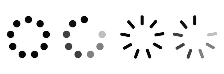 Circle loading icon set vector web flat style isolated on white background