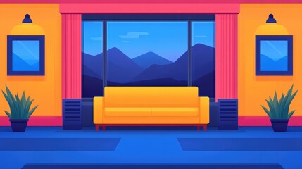 Poster - Cozy living room featuring a comfortable couch and bright window with natural light creating a warm atmosphere