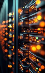 Leinwandbilder - Modern server room filled with multiple high-performance servers and networking equipment in a data center environment