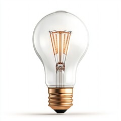 Aufkleber - Classic light bulb illuminating brightly against a clean white background emphasizing simplicity and utility in design