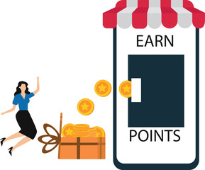 Earn points concept for loyal customers, Loyalty program and get rewards, Suitable for web landing page, ui, mobile app, banner template