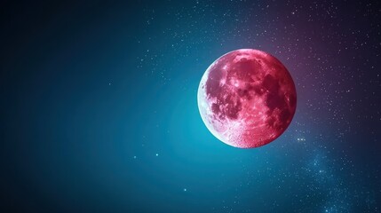Wall Mural - a close up shot of a blood moon during a total lunar eclipse, its surface glowing a deep, coppery re