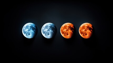 Wall Mural - a stylized illustration of the moon phases with each phase represented by a different color, pattern