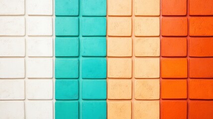 Aufkleber - Intricate wall composed of different colored bricks creating a unique and artistic texture in an urban setting