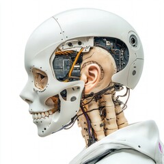 Aufkleber - Futuristic robot featuring a distinctive head and neck design illustrating advanced technology and innovation concepts