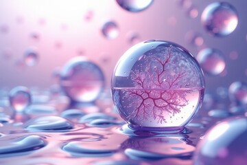 Wall Mural - vibrant abstract composition of glass spheres with intricate patterns floating on a soft gradient ba