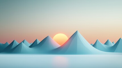 Wall Mural - a mountain range illuminated by the golden light of the rising sun, with peaks casting long shadows,
