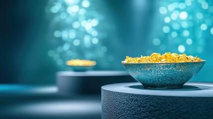 Wall Mural - an ancient gold artifact displayed in a museum, illuminated by soft spotlights, evoking a sense of h