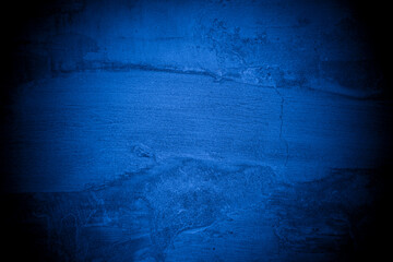Leinwandbilder - Old wall pattern texture cement blue dark abstract  blue color design are light with black gradient background.