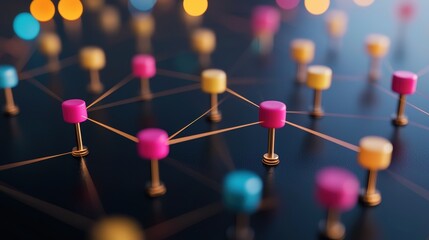 Wall Mural - a complex network diagram displayed on a computer screen, with nodes representing devices and lines 