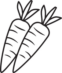 carrot line art, black outline, vector and illustration, line art and outline