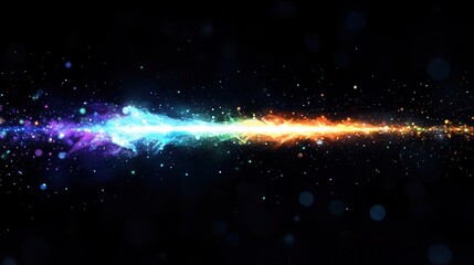 Wall Mural - a colorful, glowing line of light is streaking across a black background. the light is made up of a 