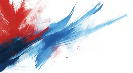 Wall Mural - a splash of red, blue and white paint on a white background. the colors are bold and vibrant, creati