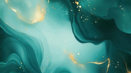Wall Mural - a green and gold swirl of paint with gold specks. the swirl is very thick and the gold specks are sc