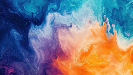 Wall Mural - a colorful painting with a blue and orange swirl. the painting is abstract and has a lot of differen