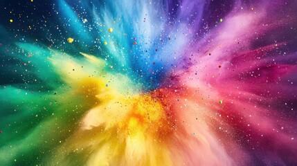 Wall Mural - a colorful explosion of confetti with a rainbow of colors. the explosion is so bright and vibrant th