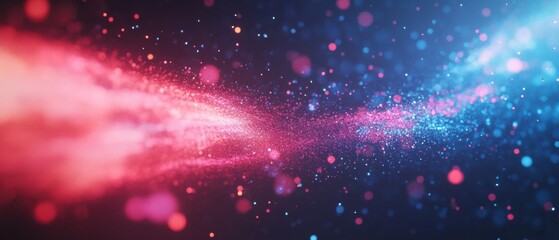 Wall Mural - abstract cosmic background with glowing pink and blue particles, creating a dynamic energy flow in a