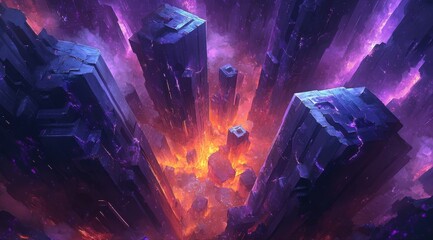 Wall Mural - a space scene with a large explosion in the middle. the explosion is surrounded by a lot of rubble a