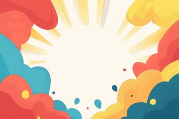 Wall Mural - a colorful sky with a sun in the middle. the sky is filled with clouds of different colors, and the 