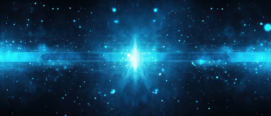 Wall Mural - abstract blue light burst with digital technology banner, futuristic glowing energy background for s