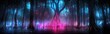 © Budsadee - Futuristic neon-lit mangrove forest, AI-powered roots glowing with digital bioluminescent energy, cyber nature-tech fusion
