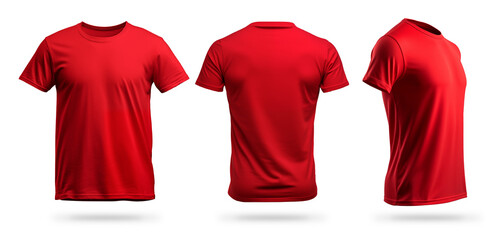 Wall Mural - red empty t-shirt design template mockup print pattern isolated white background. blank clothing fas