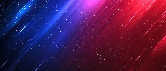 Wall Mural - abstract cosmic background with blue and red gradient, sparkling stars and light streaks concept of 