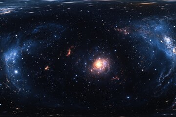 Wall Mural - a panoramic view of the night sky with a bright star in the center. the stars are scattered througho