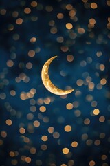 Wall Mural - a close up of a crescent moon with a star on it. the moon is surrounded by a lot of light, giving it