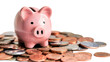 © Sandra - Piggy bank standing on pile of coins with transparent background