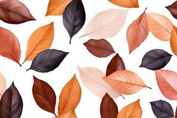 Wall Mural - Black tea leaves floating in the air, a seamless pattern on a white background, simple and minimalist