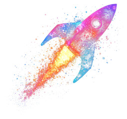Wall Mural - png colorful rocket light glitter background astronomy colors.