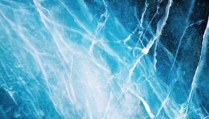 Aufkleber - cracked blue ice texture with sharp fractures and frosty patterns, natural abstract background for winter design and graphics

