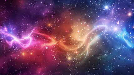 Wall Mural - an abstract view of a galaxy with nebulae in shades of blue, pink, and orange.