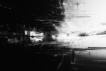 Wall Mural - abstract futuristic cyberpunk displacement map for 3d rendering. random distorted black white broken