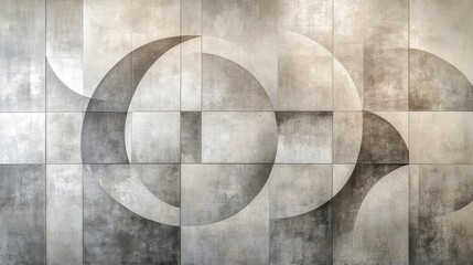 Wall Mural - geometric and abstract wall surface featuring circles and square tiles