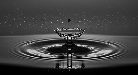 Water Drop Impact: Abstract Ink Drawing
