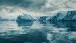 © DesignBee - Antarctic Icebergs Serenity, Teal Hues, Glacial Landscape Photography