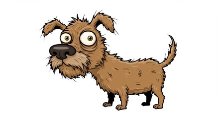 Wall Mural - Cartoon illustration of a quirky dog with exaggerated features, set against a plain background - ugly dog