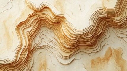 Wall Mural - abstract depiction of layered forms resembling terrain mapping