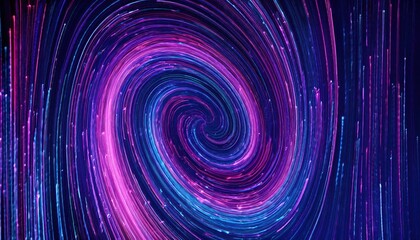 Poster - vibrant neon vortex swirl with glowing pink and blue light trails, futuristic abstract energy flow for digital background