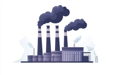 Poster - Industrial power plant emitting smoke during the day in a modern urban environment with clear skies. Generative AI