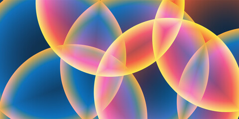 Wall Mural - abstract background, header or banner design with large red, orange, yellow and blue overlaying glob