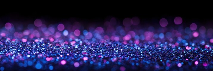 Sparkling purple and blue glitter bokeh background with blurred lights