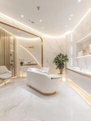Poster - Elegant spa interior design with modern furnishings and soft lighting in a luxurious space. Generative AI